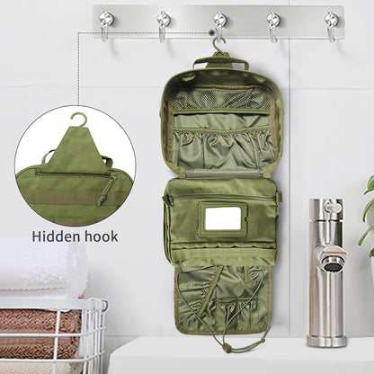 Tactical Travel Toiletry Bag for Men and Women, Hanging Travel Toiletry Organizer Dopp Kit, Toiletries Shaving Hygiene Bathroom Bag,Men's Toiletry Bag for Short Trips Camping - Black