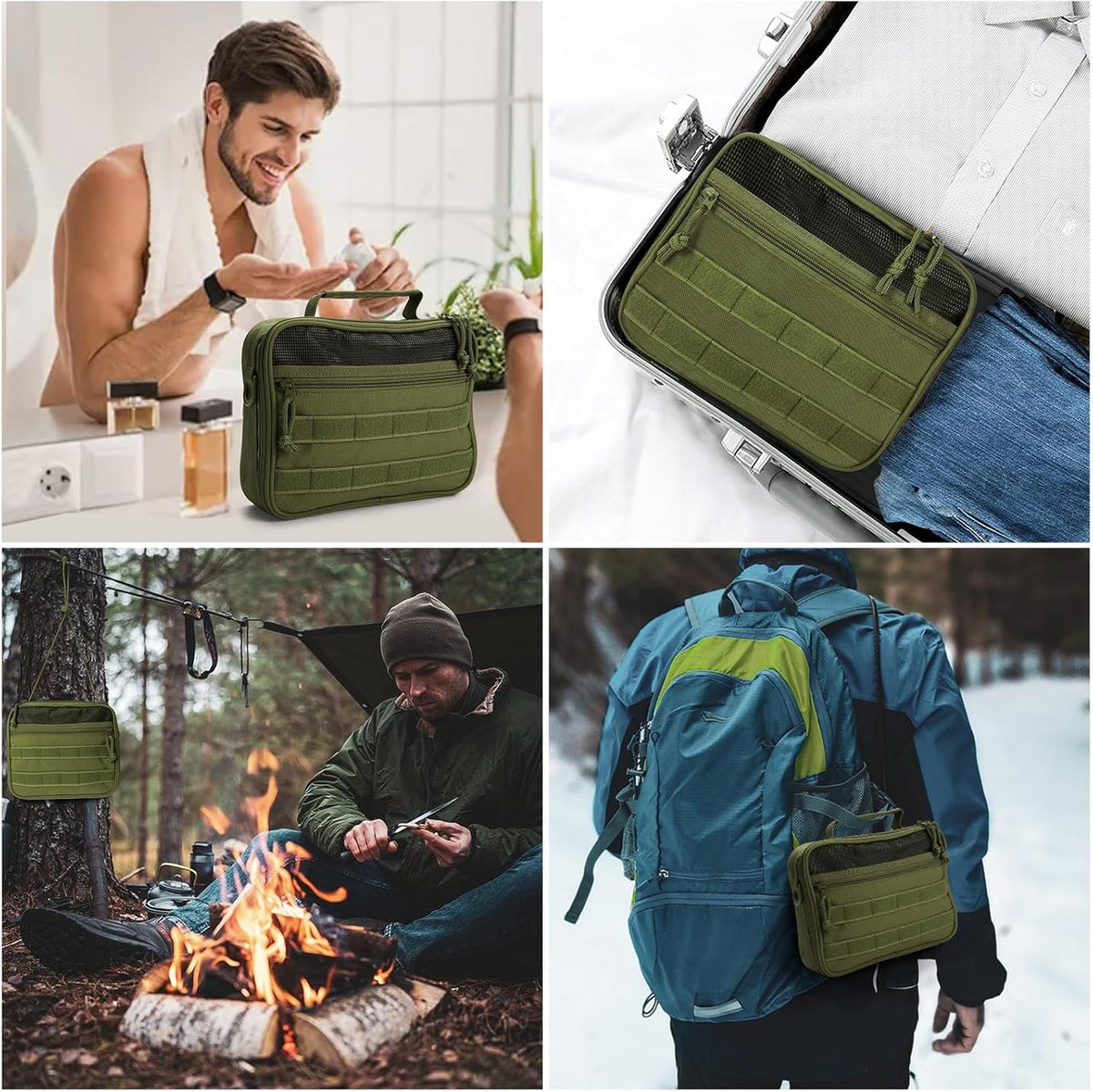 Tactical Travel Toiletry Bag for Men and Women, Hanging Travel Toiletry Organizer Dopp Kit, Toiletries Shaving Hygiene Bathroom Bag,Men's Toiletry Bag for Short Trips Camping - Black
