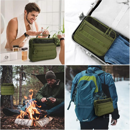 Tactical Travel Toiletry Bag for Men and Women, Hanging Travel Toiletry Organizer Dopp Kit, Toiletries Shaving Hygiene Bathroom Bag,Men's Toiletry Bag for Short Trips Camping - Black