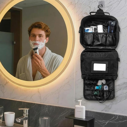 Tactical Travel Toiletry Bag for Men and Women, Hanging Travel Toiletry Organizer Dopp Kit, Toiletries Shaving Hygiene Bathroom Bag,Men's Toiletry Bag for Short Trips Camping - Black