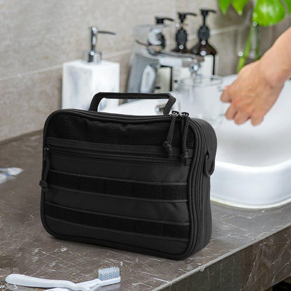 Tactical Travel Toiletry Bag for Men and Women, Hanging Travel Toiletry Organizer Dopp Kit, Toiletries Shaving Hygiene Bathroom Bag,Men's Toiletry Bag for Short Trips Camping - Black