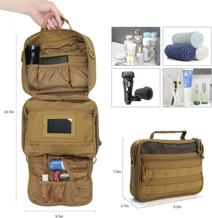 Tactical Travel Toiletry Bag for Men and Women, Hanging Travel Toiletry Organizer Dopp Kit, Toiletries Shaving Hygiene Bathroom Bag,Men's Toiletry Bag for Short Trips Camping - Black