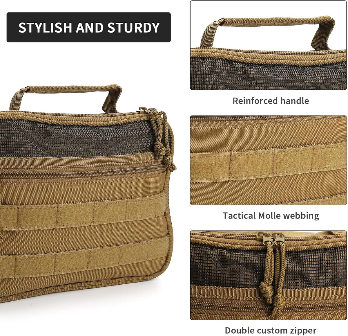 Tactical Travel Toiletry Bag for Men and Women, Hanging Travel Toiletry Organizer Dopp Kit, Toiletries Shaving Hygiene Bathroom Bag,Men's Toiletry Bag for Short Trips Camping - Black