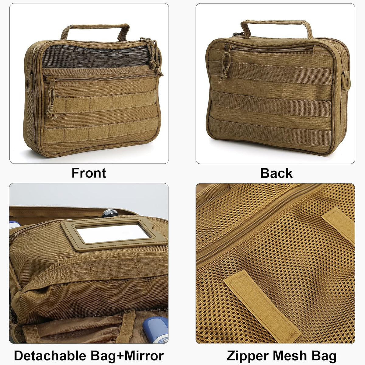 Tactical Travel Toiletry Bag for Men and Women, Hanging Travel Toiletry Organizer Dopp Kit, Toiletries Shaving Hygiene Bathroom Bag,Men's Toiletry Bag for Short Trips Camping - Black