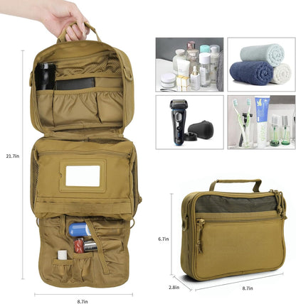 Tactical Travel Toiletry Bag for Men and Women, Hanging Travel Toiletry Organizer Dopp Kit, Toiletries Shaving Hygiene Bathroom Bag,Men's Toiletry Bag for Short Trips Camping - Black