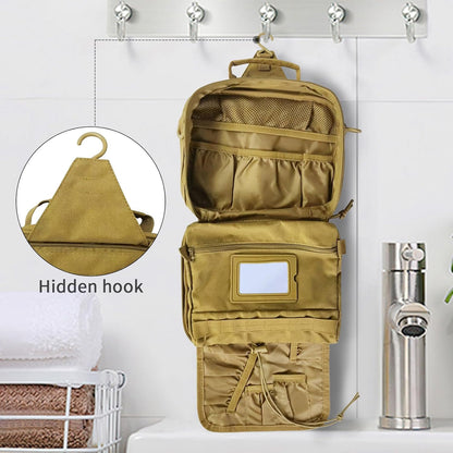 Tactical Travel Toiletry Bag for Men and Women, Hanging Travel Toiletry Organizer Dopp Kit, Toiletries Shaving Hygiene Bathroom Bag,Men's Toiletry Bag for Short Trips Camping - Black