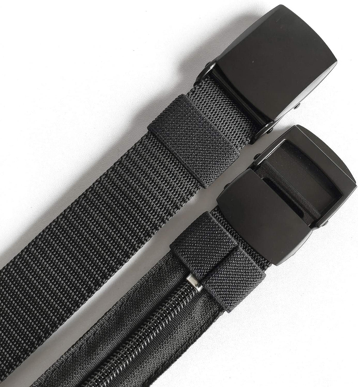 Money Belts for Travel for Men, Nylon Military Tactical Mens with Zinc Alloy Buckle, Security Money Belt with Hidden Money Pocket - Black