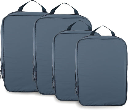4 Set Compression Packing Cubes, Expandable Travel Organizer Bags, Water-Repellent Nylon, Space-Saving Luggage Set for Suitcase, Carry-on, Home Storage (4, Beige, Compression)