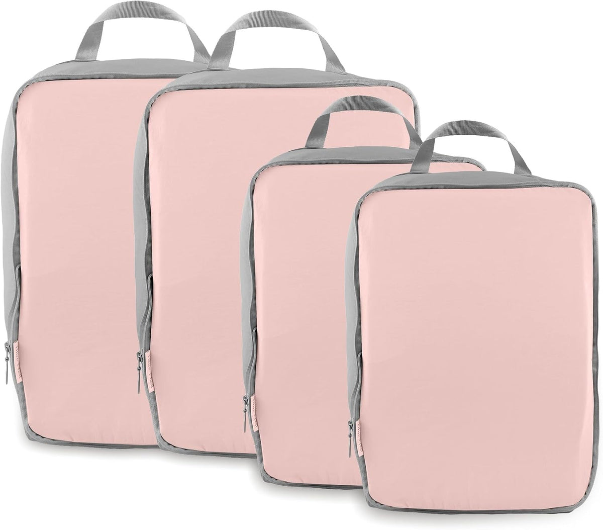4 Set Compression Packing Cubes, Expandable Travel Organizer Bags, Water-Repellent Nylon, Space-Saving Luggage Set for Suitcase, Carry-on, Home Storage (4, Beige, Compression)