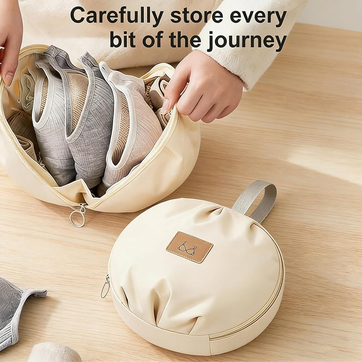 Lingerie Storage Bag Set, Travel Underwear Organizer Bag, 160° Opening Underwear Travel Bag, Multi-Compartment Luggage Organizer Storage Bag for Clothes, Bras & Accessories (2pcs-Pink)