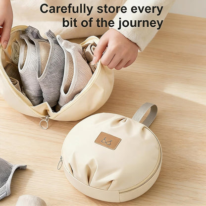 Lingerie Storage Bag Set, Travel Underwear Organizer Bag, 160° Opening Underwear Travel Bag, Multi-Compartment Luggage Organizer Storage Bag for Clothes, Bras & Accessories (2pcs-Pink)