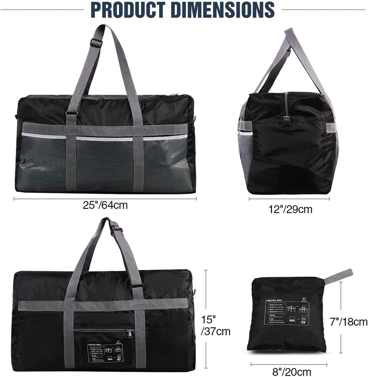 Foldable Travel Bag, Large Sports Bag, 75L/96L/100L, Lightweight Waterproof Tote Bag