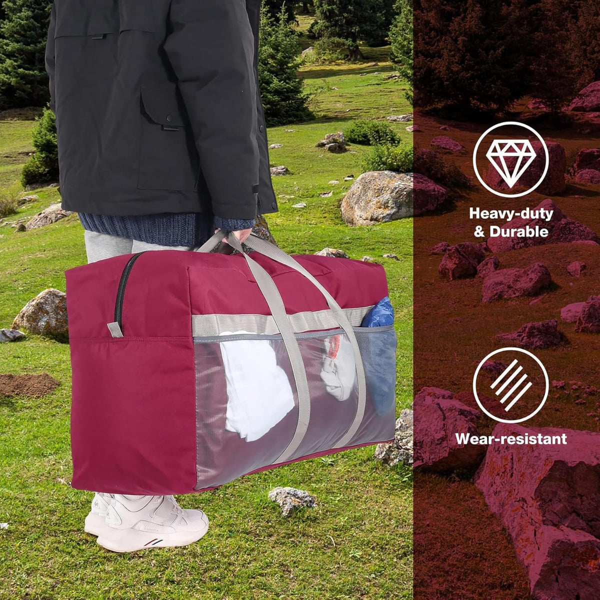 Foldable Travel Bag, Large Sports Bag, 75L/96L/100L, Lightweight Waterproof Tote Bag