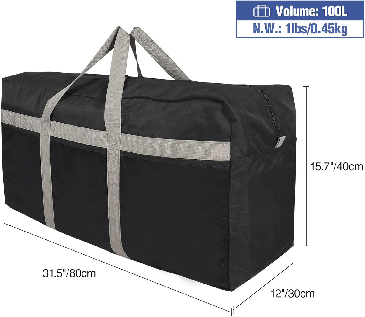 Foldable Travel Bag, Large Sports Bag, 75L/96L/100L, Lightweight Waterproof Tote Bag