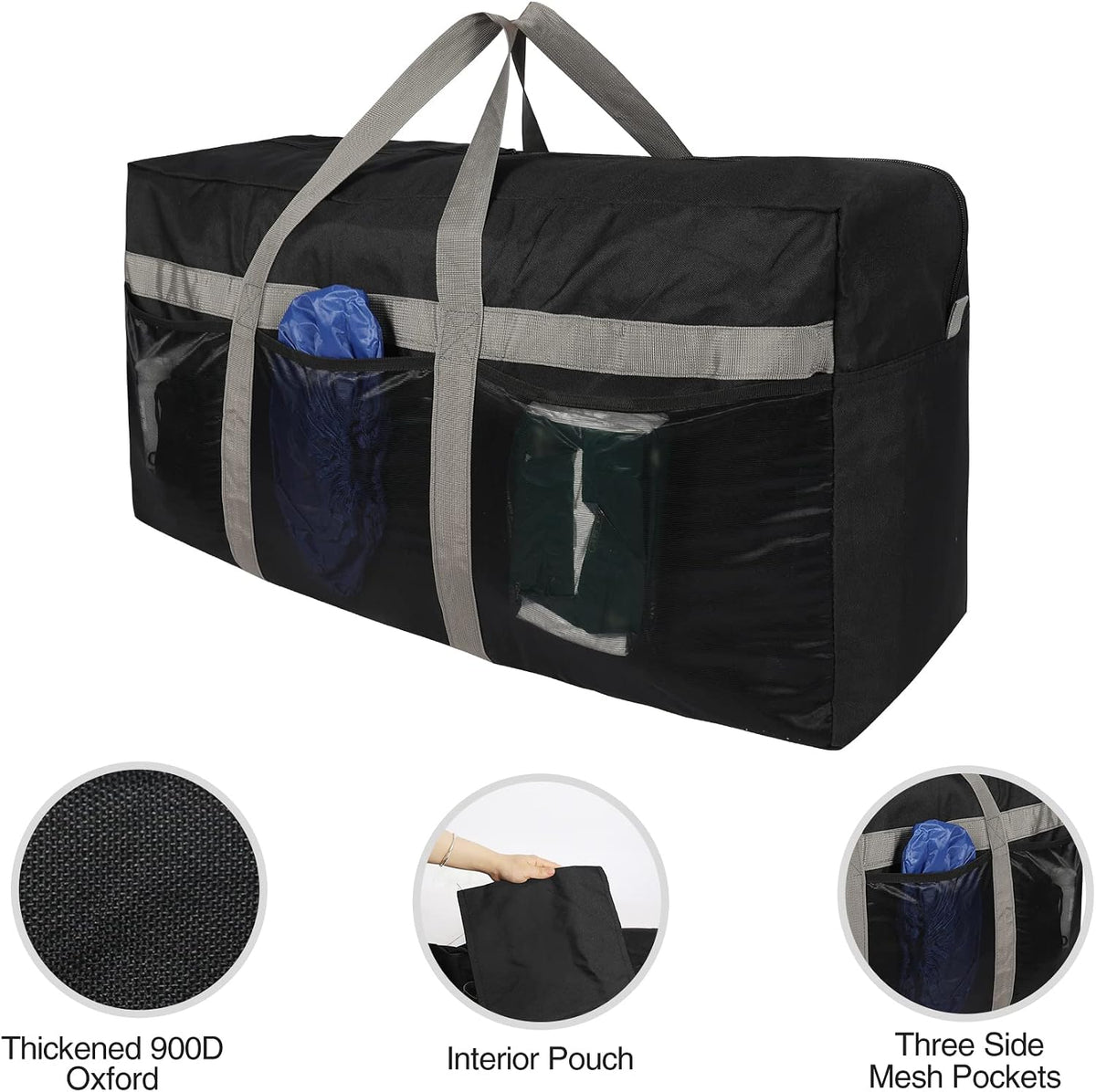 Foldable Travel Bag, Large Sports Bag, 75L/96L/100L, Lightweight Waterproof Tote Bag