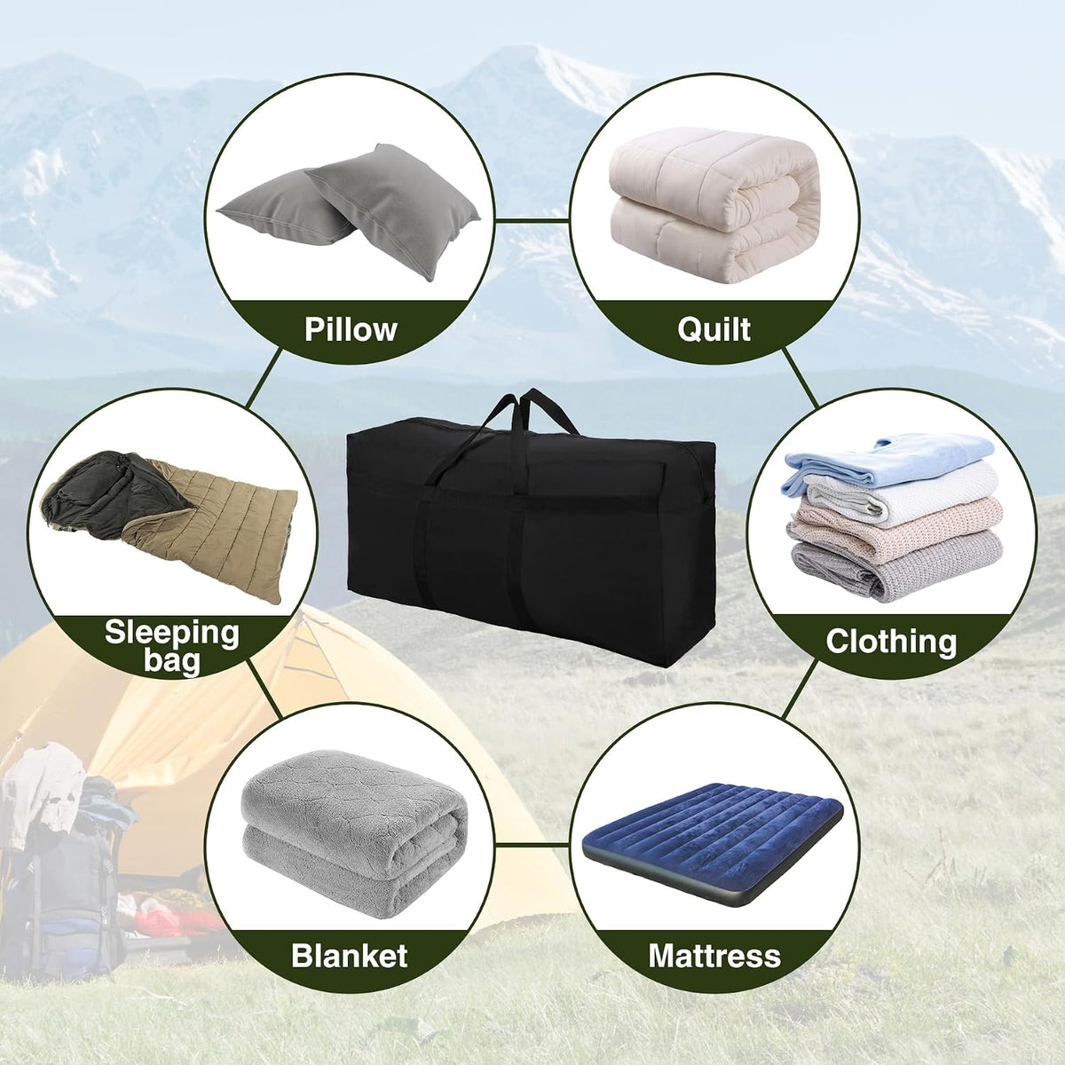 Foldable Travel Bag, Large Sports Bag, 75L/96L/100L, Lightweight Waterproof Tote Bag