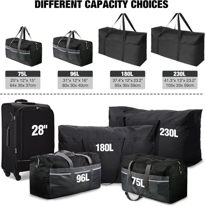 Foldable Travel Bag, Large Sports Bag, 75L/96L/100L, Lightweight Waterproof Tote Bag