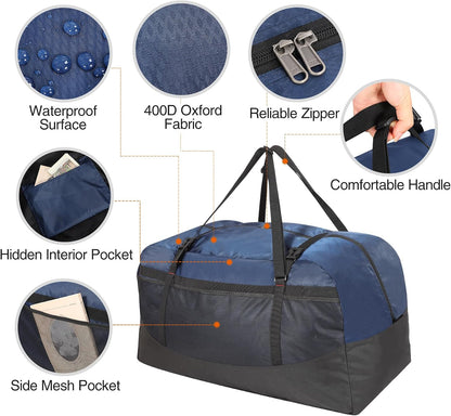 Foldable Travel Bag, Large Sports Bag, 75L/96L/100L, Lightweight Waterproof Tote Bag
