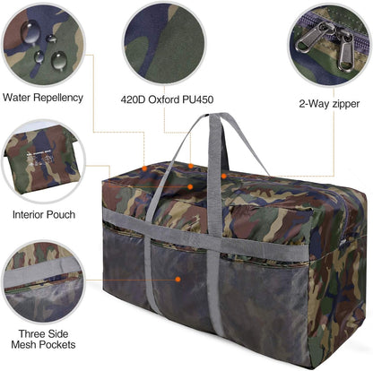 Foldable Travel Bag, Large Sports Bag, 75L/96L/100L, Lightweight Waterproof Tote Bag
