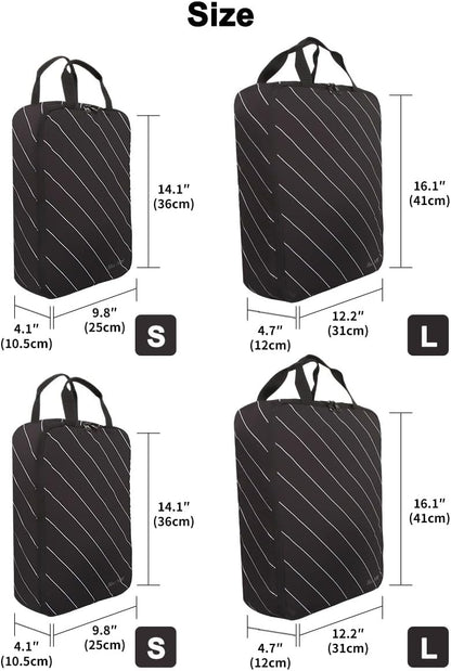 4 Set Striped Packing Cubes, Water-Repellent Travel Luggage Organizer Bags | Packing Organizer: 3-sided double zipper, striped polyester, inner zip pocket&mesh divider, carry handle for travel clothes