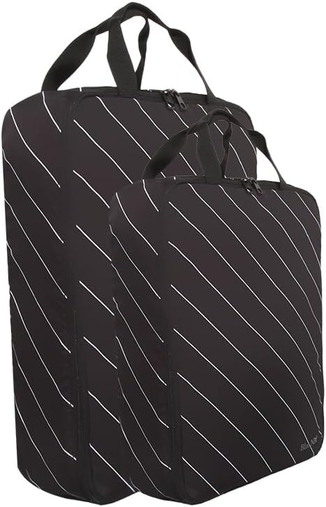 4 Set Striped Packing Cubes, Water-Repellent Travel Luggage Organizer Bags | Packing Organizer: 3-sided double zipper, striped polyester, inner zip pocket&mesh divider, carry handle for travel clothes