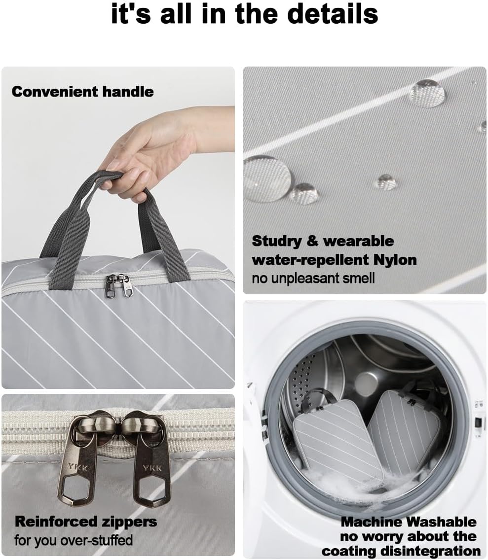 4 Set Striped Packing Cubes, Water-Repellent Travel Luggage Organizer Bags | Packing Organizer: 3-sided double zipper, striped polyester, inner zip pocket&mesh divider, carry handle for travel clothes