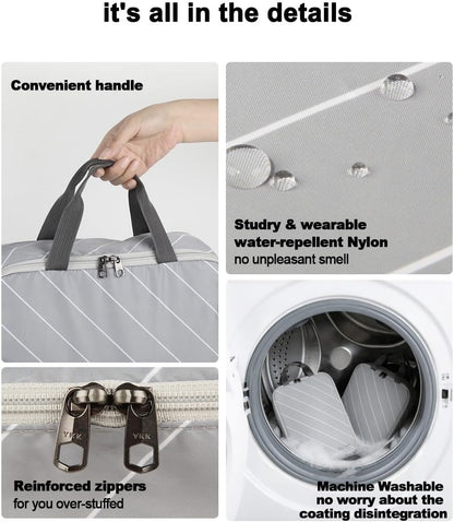 4 Set Striped Packing Cubes, Water-Repellent Travel Luggage Organizer Bags | Packing Organizer: 3-sided double zipper, striped polyester, inner zip pocket&mesh divider, carry handle for travel clothes