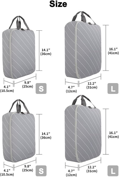 4 Set Striped Packing Cubes, Water-Repellent Travel Luggage Organizer Bags | Packing Organizer: 3-sided double zipper, striped polyester, inner zip pocket&mesh divider, carry handle for travel clothes