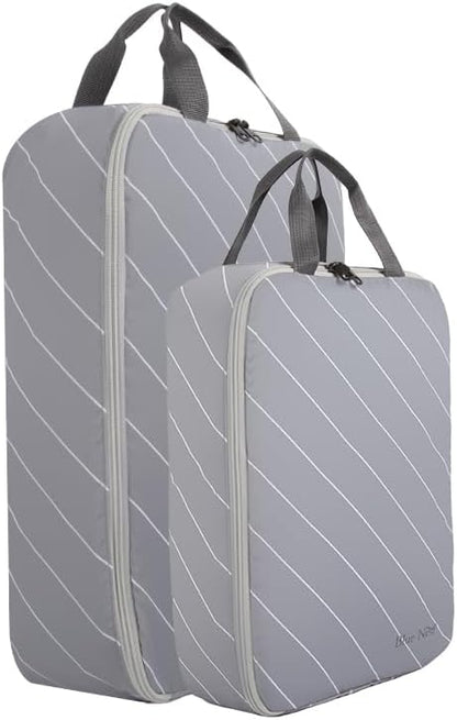 4 Set Striped Packing Cubes, Water-Repellent Travel Luggage Organizer Bags | Packing Organizer: 3-sided double zipper, striped polyester, inner zip pocket&mesh divider, carry handle for travel clothes