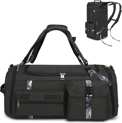 4-Way Gym Bags for Men Gym Duffle Bag Sports Duffle Bag Backpack with Shoe Compartment & Wet Pocket