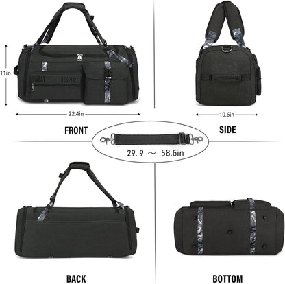 4-Way Gym Bags for Men Gym Duffle Bag Sports Duffle Bag Backpack with Shoe Compartment & Wet Pocket