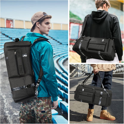 4-Way Gym Bags for Men Gym Duffle Bag Sports Duffle Bag Backpack with Shoe Compartment & Wet Pocket
