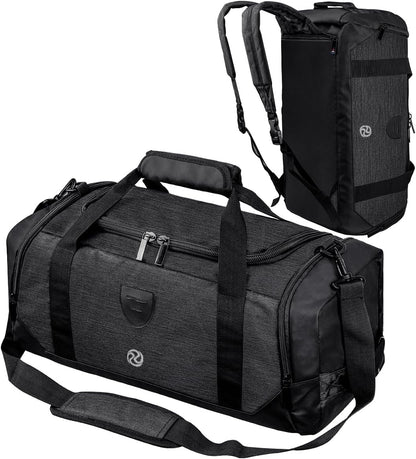 4-Way Gym Bags for Men Gym Duffle Bag Sports Duffle Bag Backpack with Shoe Compartment & Wet Pocket