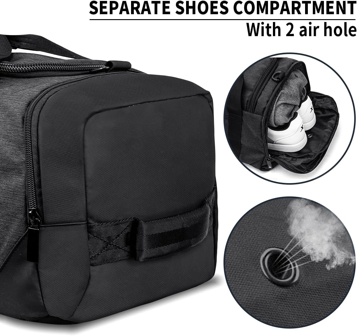 4-Way Gym Bags for Men Gym Duffle Bag Sports Duffle Bag Backpack with Shoe Compartment & Wet Pocket