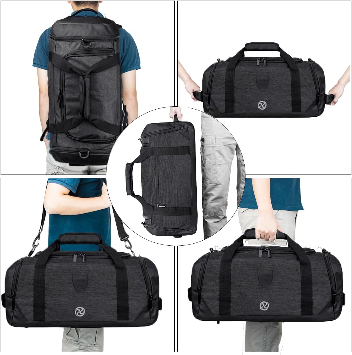 4-Way Gym Bags for Men Gym Duffle Bag Sports Duffle Bag Backpack with Shoe Compartment & Wet Pocket
