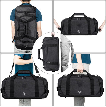 4-Way Gym Bags for Men Gym Duffle Bag Sports Duffle Bag Backpack with Shoe Compartment & Wet Pocket