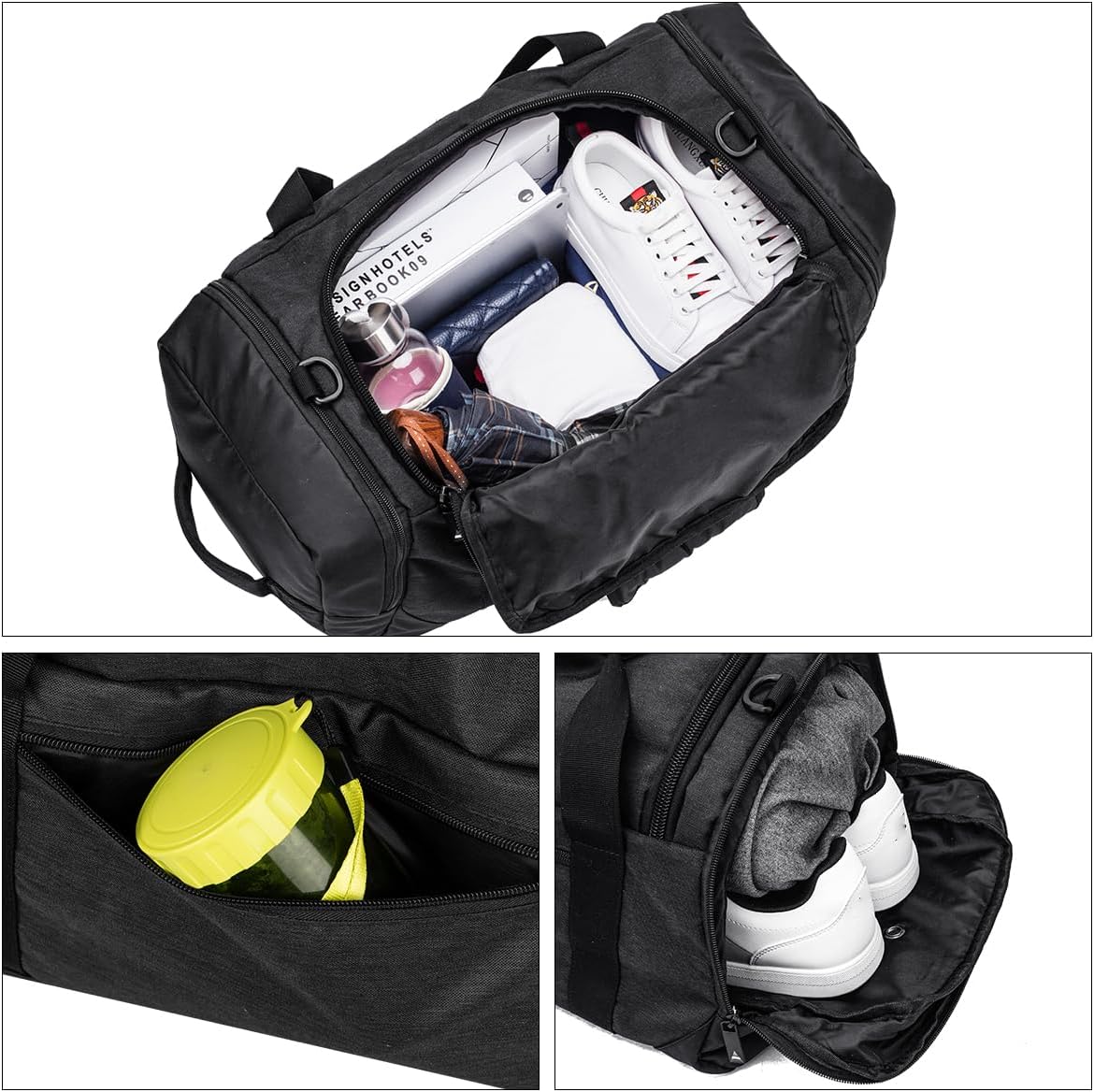 4-Way Gym Bags for Men Gym Duffle Bag Sports Duffle Bag Backpack with Shoe Compartment & Wet Pocket