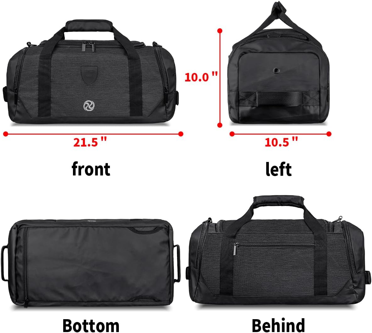 4-Way Gym Bags for Men Gym Duffle Bag Sports Duffle Bag Backpack with Shoe Compartment & Wet Pocket