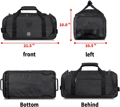 4-Way Gym Bags for Men Gym Duffle Bag Sports Duffle Bag Backpack with Shoe Compartment & Wet Pocket