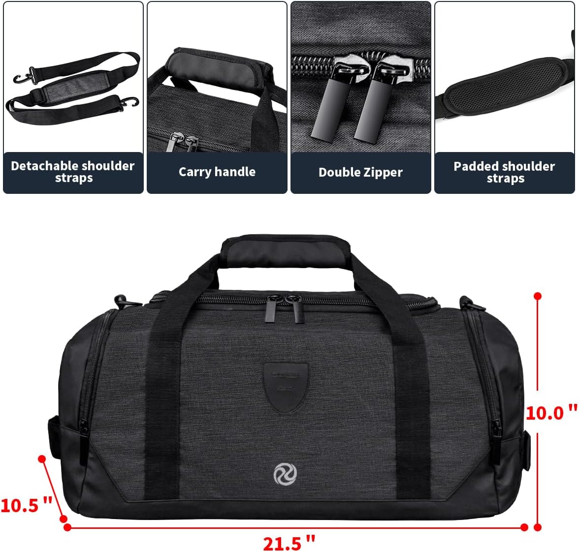 4-Way Gym Bags for Men Gym Duffle Bag Sports Duffle Bag Backpack with Shoe Compartment & Wet Pocket