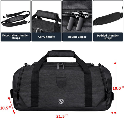 4-Way Gym Bags for Men Gym Duffle Bag Sports Duffle Bag Backpack with Shoe Compartment & Wet Pocket