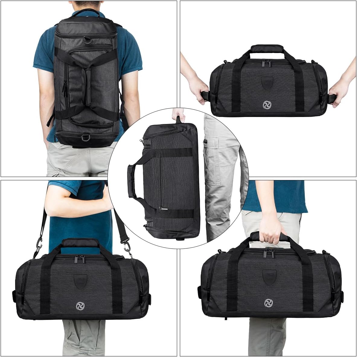 4-Way Gym Bags for Men Gym Duffle Bag Sports Duffle Bag Backpack with Shoe Compartment & Wet Pocket