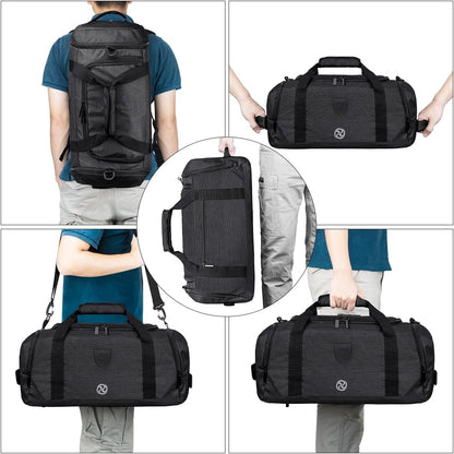4-Way Gym Bags for Men Gym Duffle Bag Sports Duffle Bag Backpack with Shoe Compartment & Wet Pocket