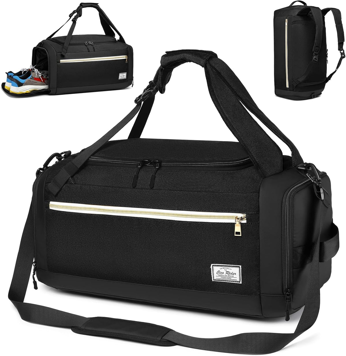 4-Way Gym Bags for Men Gym Duffle Bag Sports Duffle Bag Backpack with Shoe Compartment & Wet Pocket