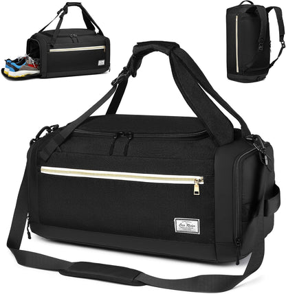 4-Way Gym Bags for Men Gym Duffle Bag Sports Duffle Bag Backpack with Shoe Compartment & Wet Pocket