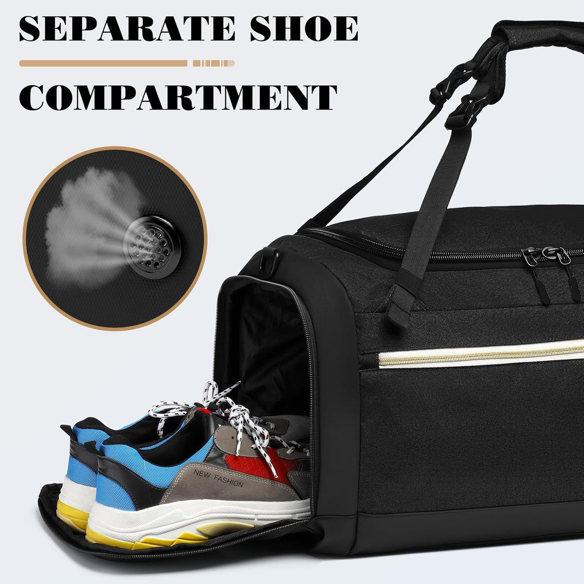 4-Way Gym Bags for Men Gym Duffle Bag Sports Duffle Bag Backpack with Shoe Compartment & Wet Pocket