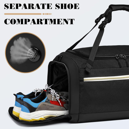 4-Way Gym Bags for Men Gym Duffle Bag Sports Duffle Bag Backpack with Shoe Compartment & Wet Pocket