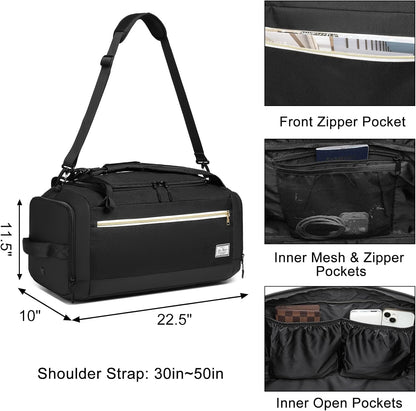 4-Way Gym Bags for Men Gym Duffle Bag Sports Duffle Bag Backpack with Shoe Compartment & Wet Pocket