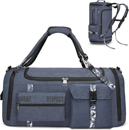 4-Way Gym Bags for Men Gym Duffle Bag Sports Duffle Bag Backpack with Shoe Compartment & Wet Pocket