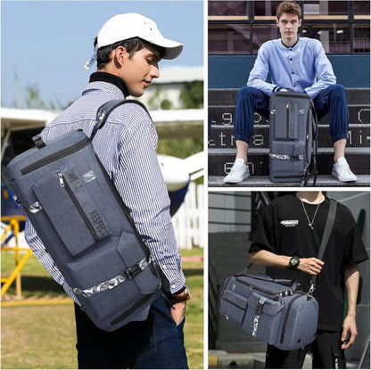 4-Way Gym Bags for Men Gym Duffle Bag Sports Duffle Bag Backpack with Shoe Compartment & Wet Pocket